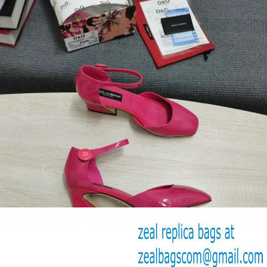 Dolce  &  Gabbana Heel 6.5cm/10.5cm Patent leather Mary Janes Fuchsia with Geometric Heel 2022